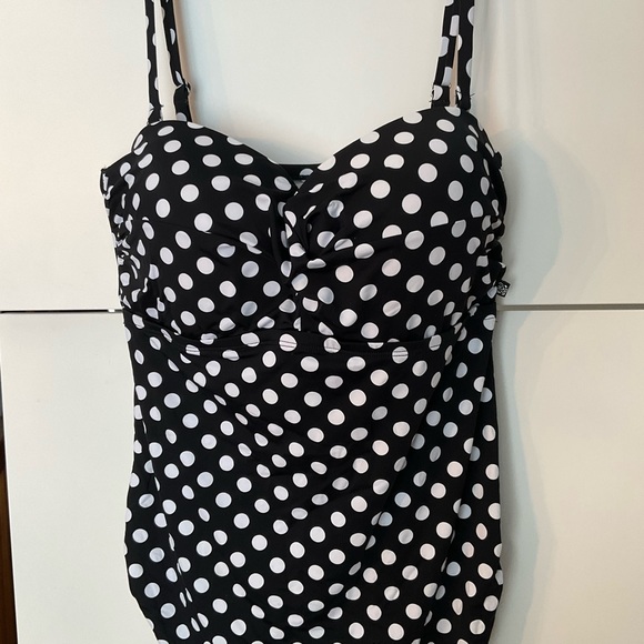 Polka Dot Black and White Tankini - Picture 1 of 6